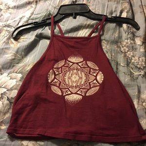 Maroon/ red printed crop top